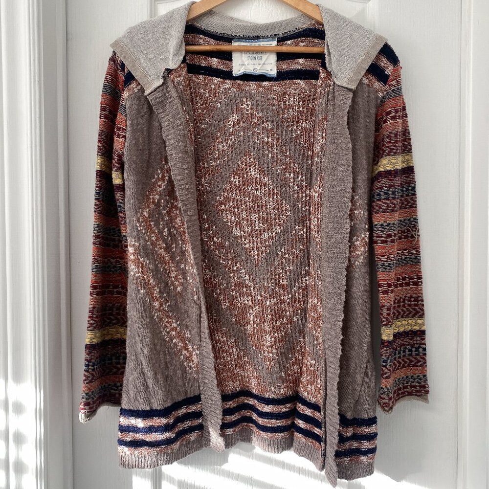 California Moonrise - Boho Open-Front Geometric Knit Cardigan